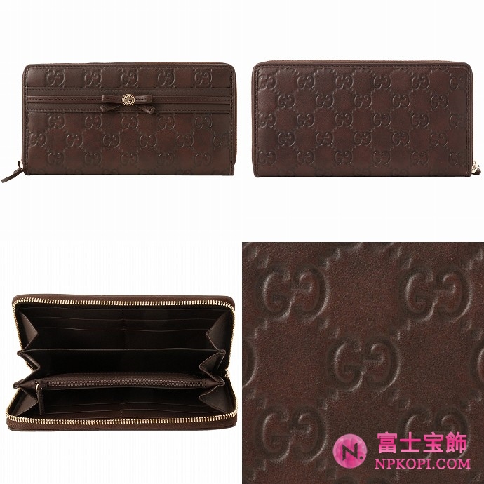 GUCCI/グッチ 2012年春夏MAYFAIRグッチシマGG柄ボウリボンGディテールラウンドファスナー長財布 257003 AA61G 2019 